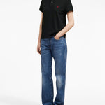 Polo con ricamo in nero - unisex 