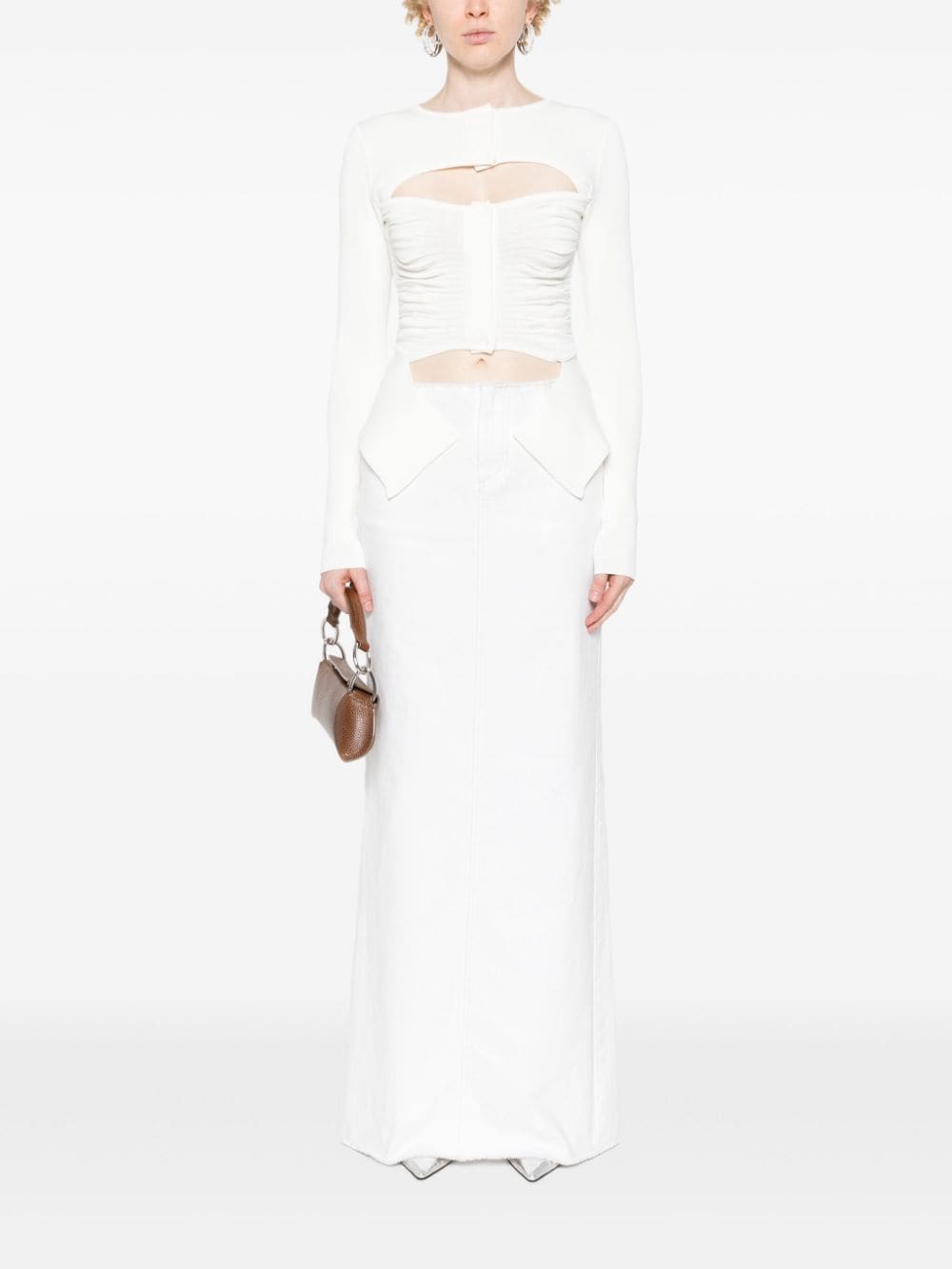 Top con dettagli cut-out in bianco - donna 
