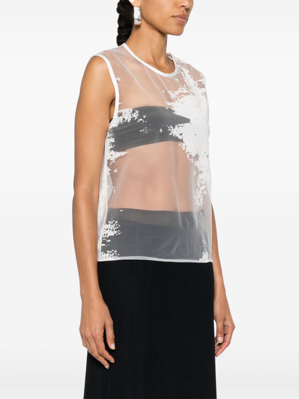 Top semi-trasparente in bianco Ann Demeulemeester - donna 