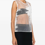 Top semi-trasparente in bianco Ann Demeulemeester - donna 