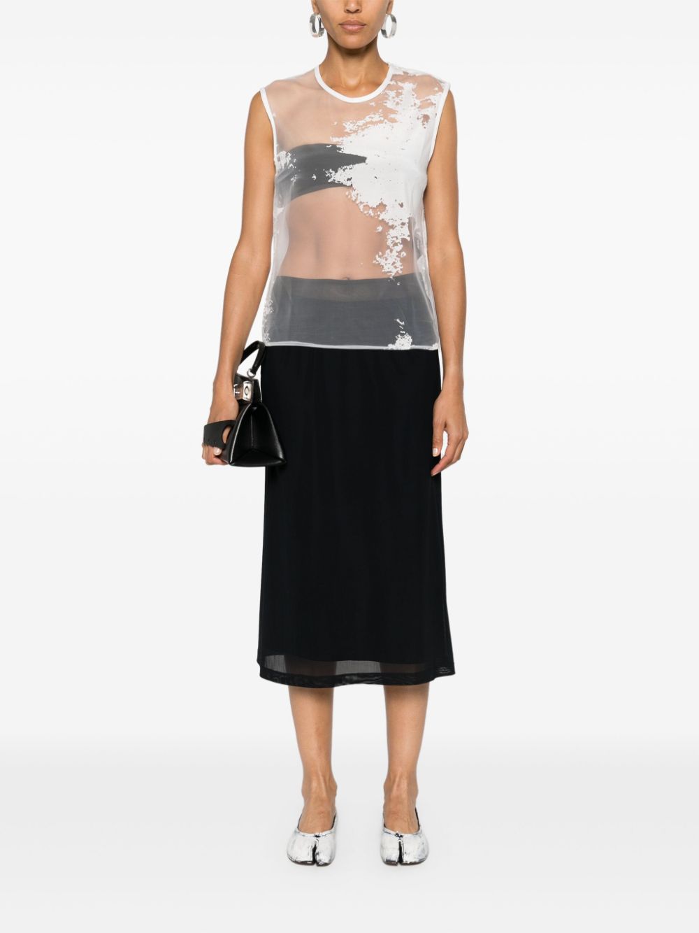 Top semi-trasparente in bianco Ann Demeulemeester - donna 