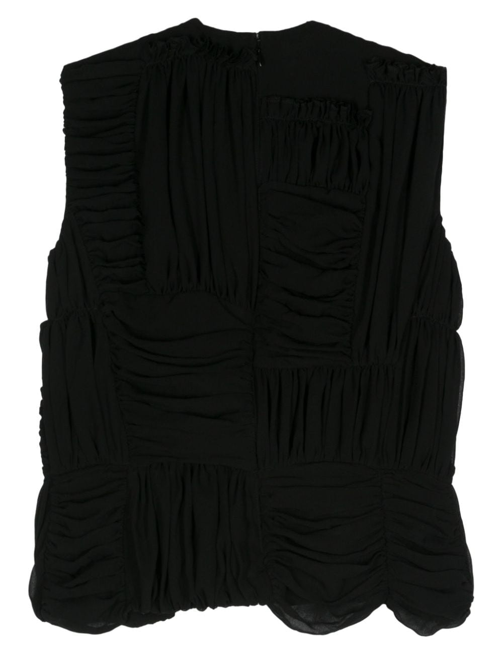 Top con ruches in nero - donna 