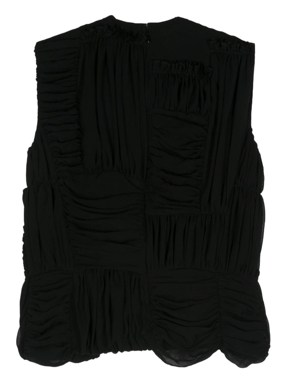 Top con ruches in nero - donna 