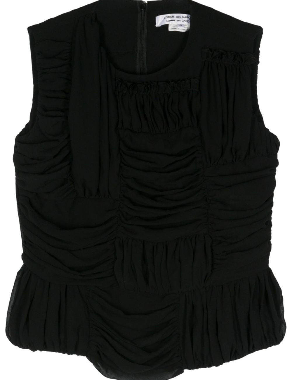 Top con ruches in nero - donna 