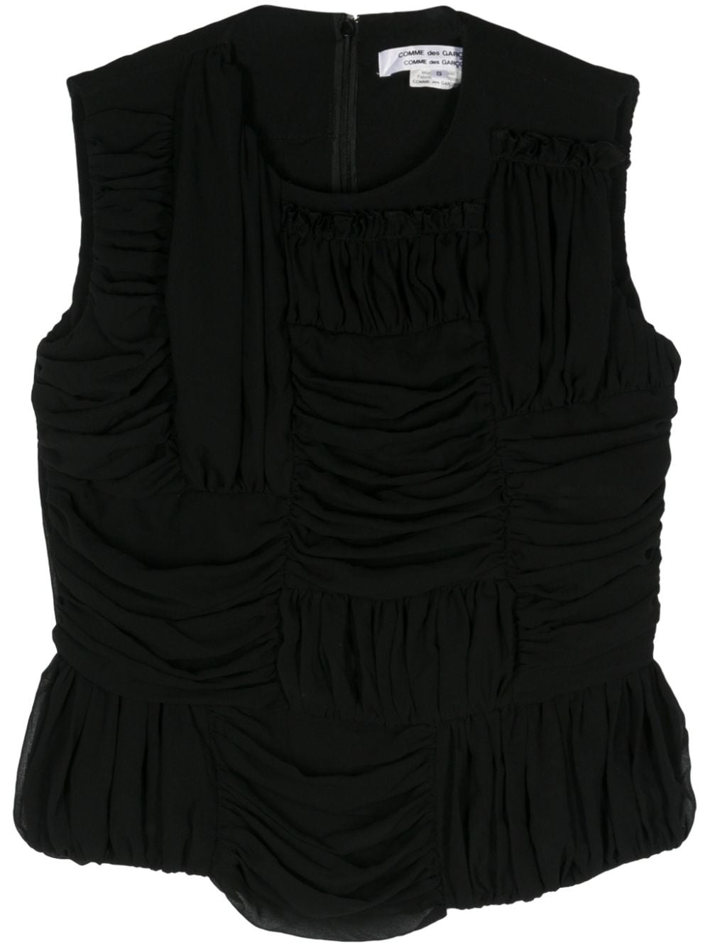 Top con ruches in nero - donna 