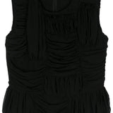 Top con ruches in nero - donna 