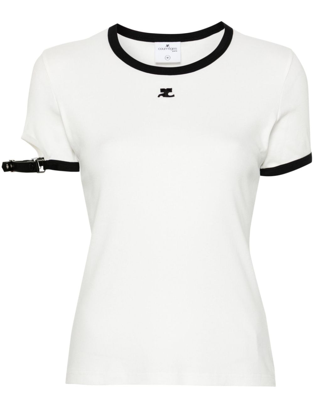 T-shirt con patch logo in bianco - donna 