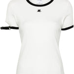T-shirt con patch logo in bianco - donna 