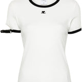 T-shirt con patch logo in bianco - donna 