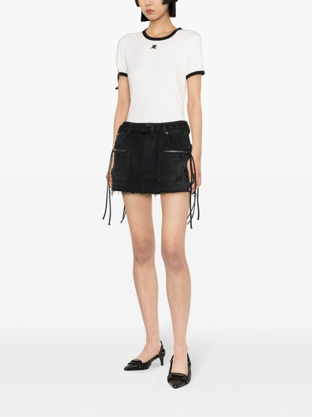 T-shirt con patch logo in bianco - donna 
