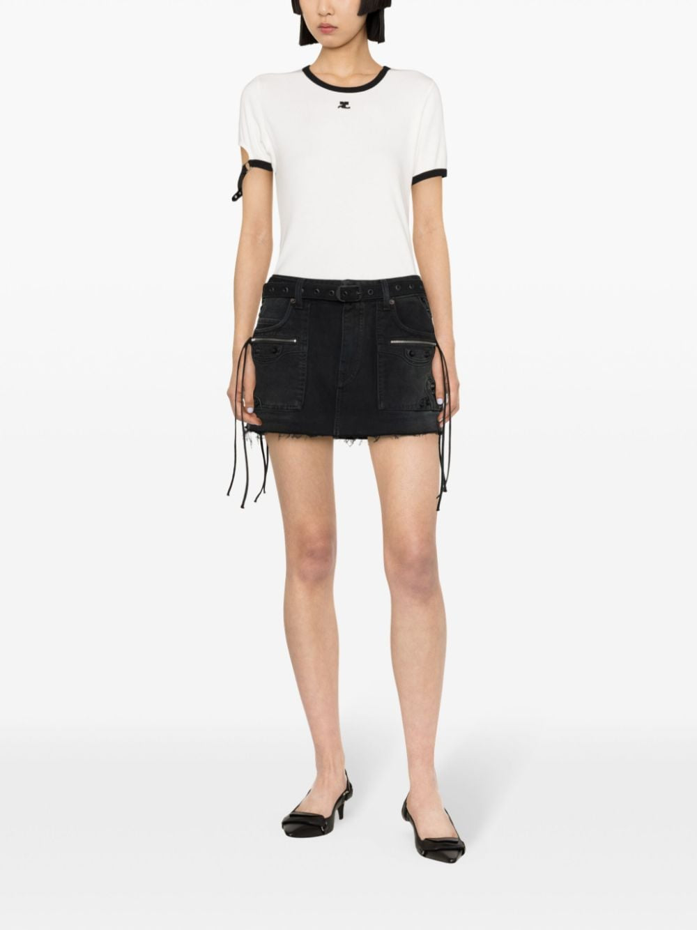 T-shirt con patch logo in bianco - donna 