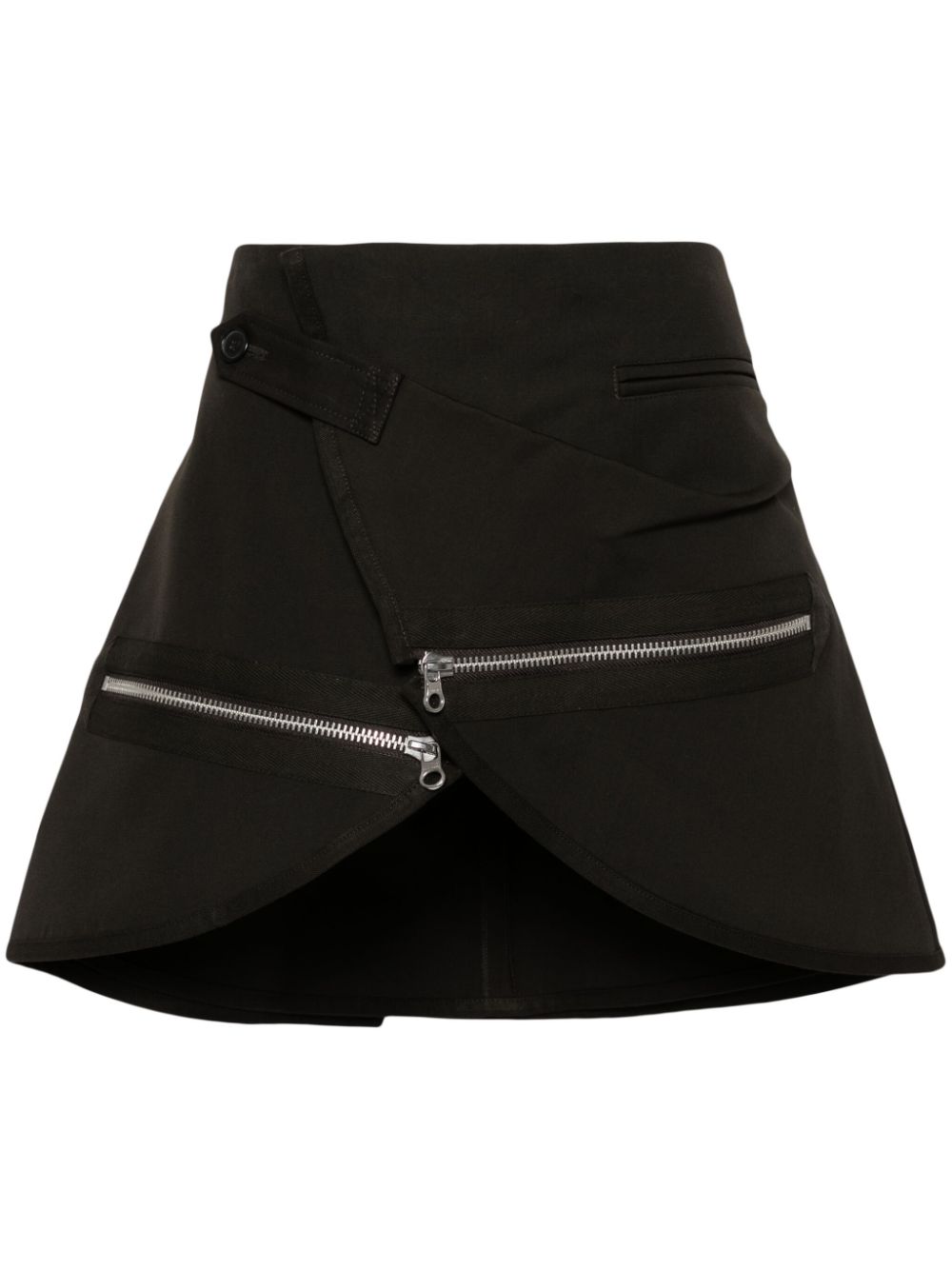 Minigonna con zip modular in marrone - donna 