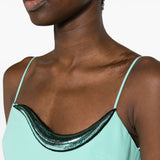 Abito midi in crêpe con dettagli applicati in azzurro - donna 