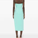 Abito midi in crêpe con dettagli applicati in azzurro - donna 