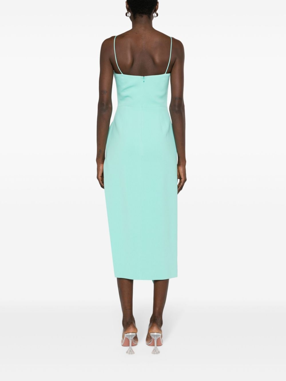 Abito midi in crêpe con dettagli applicati in azzurro - donna 