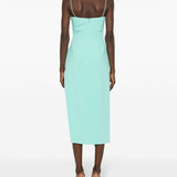 Abito midi in crêpe con dettagli applicati in azzurro - donna 