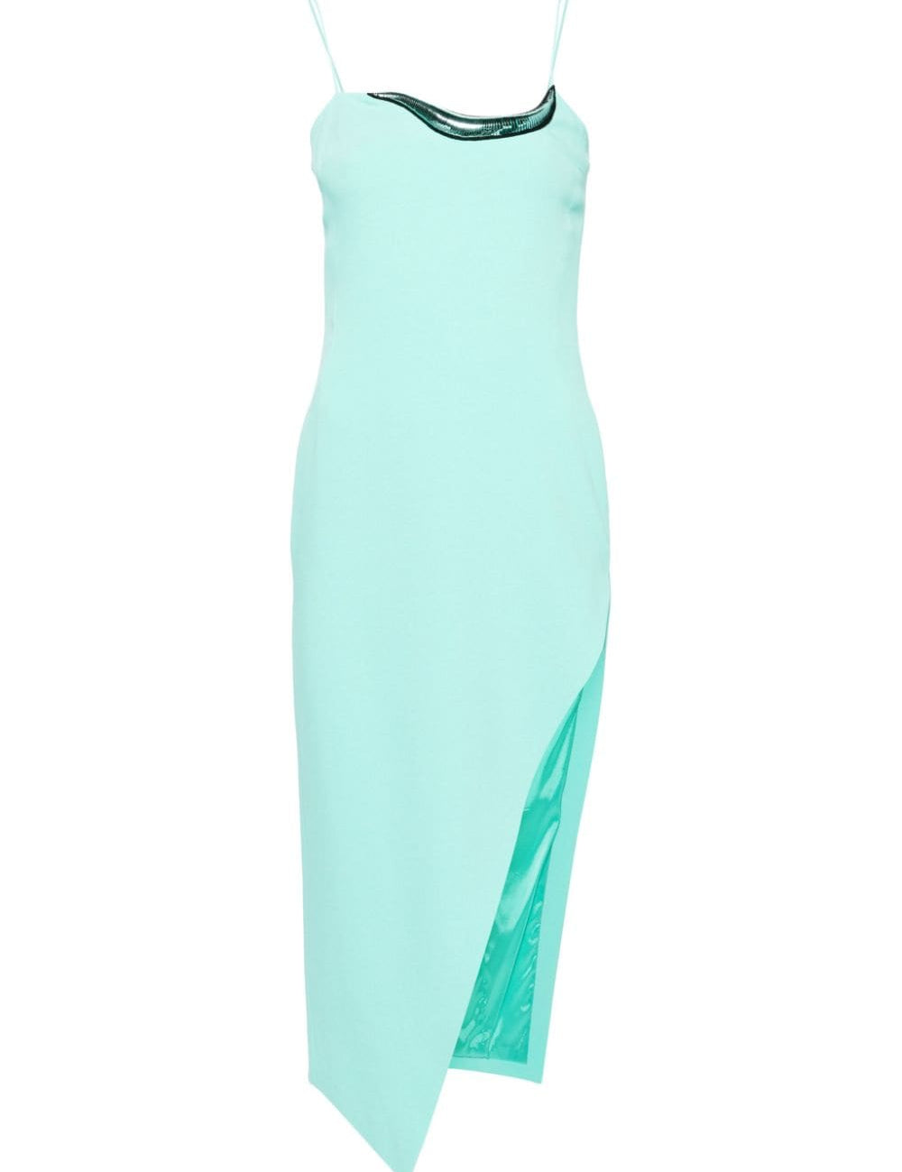 Abito midi in crêpe con dettagli applicati in azzurro - donna 