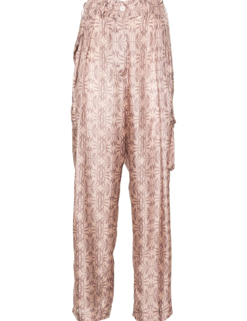 Pantaloni cargo con stampa astratta in rosa - donna 