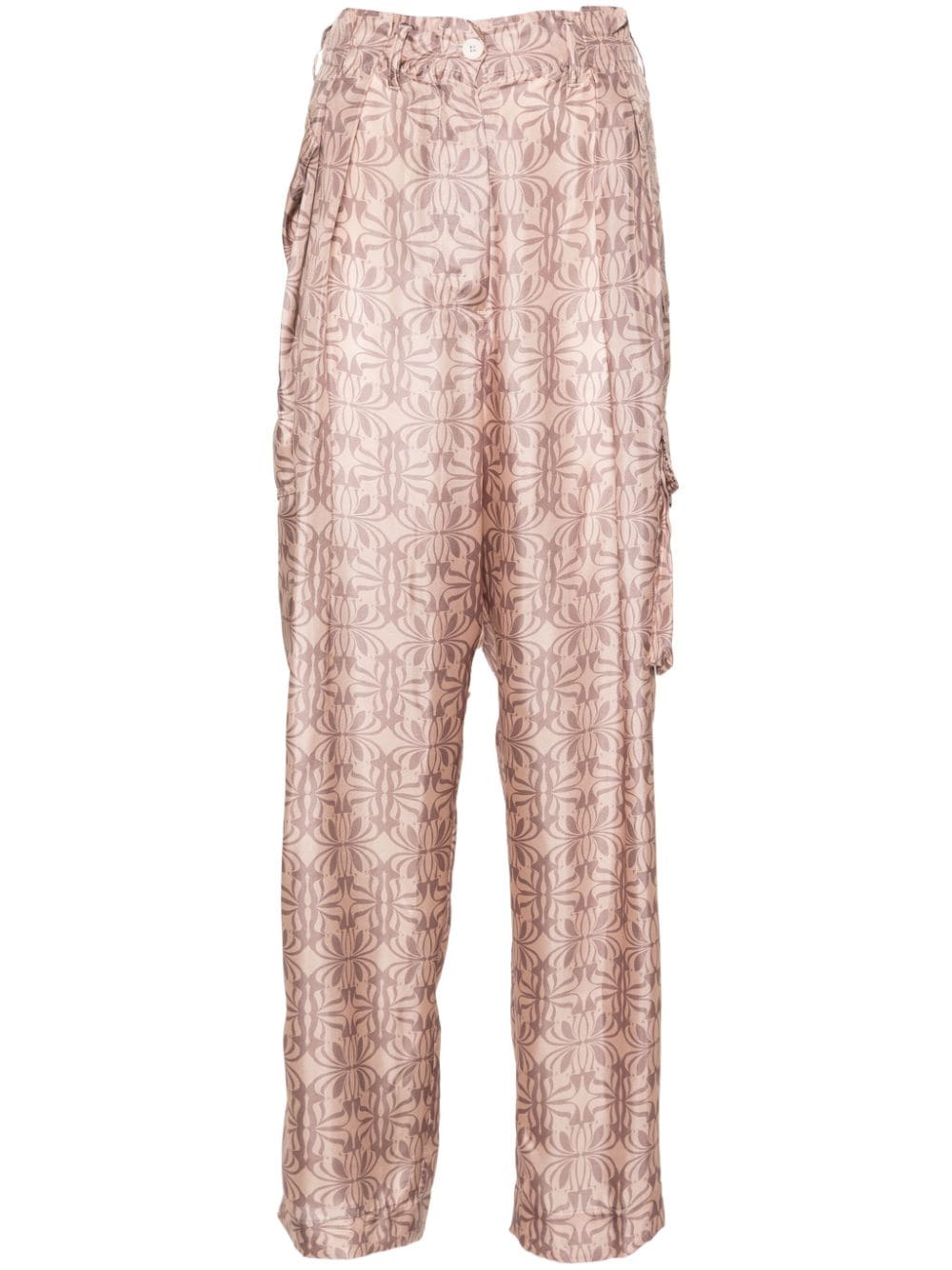 Pantaloni cargo con stampa astratta in rosa - donna 