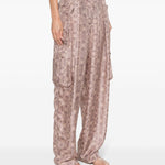 Pantaloni cargo con stampa astratta in rosa - donna 