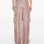 Pantaloni cargo con stampa astratta in rosa - donna 