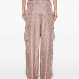 Pantaloni cargo con stampa astratta in rosa - donna 