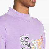 T-shirt con ricamo in viola - uomo 