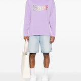 T-shirt con ricamo in viola - uomo 