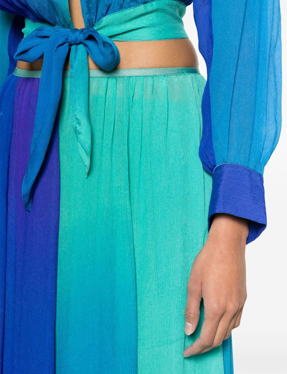Gonna lunga plissettata con effetto sfumato in blu - donna 