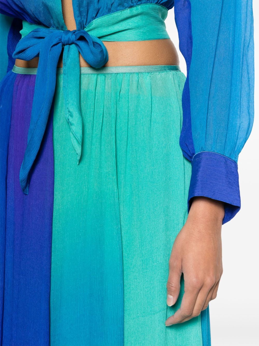 Gonna lunga plissettata con effetto sfumato in blu - donna 