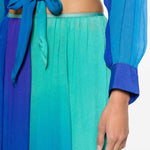 Gonna lunga plissettata con effetto sfumato in blu - donna 