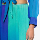 Gonna lunga plissettata con effetto sfumato in blu - donna 