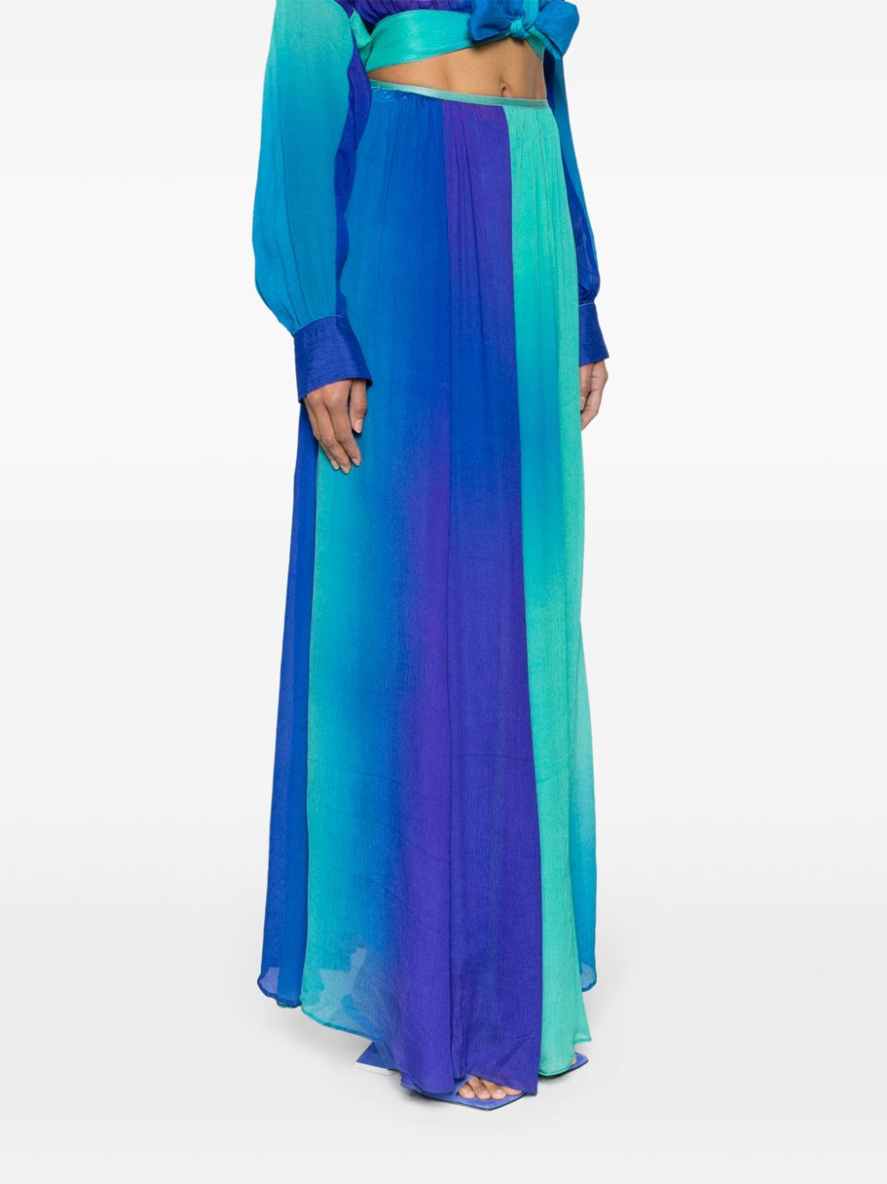 Gonna lunga plissettata con effetto sfumato in blu - donna 