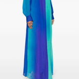 Gonna lunga plissettata con effetto sfumato in blu - donna 