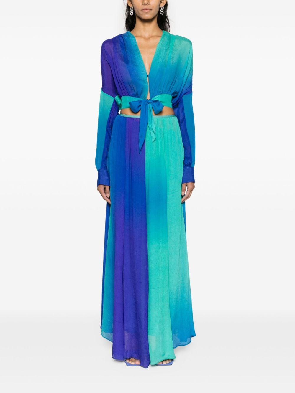 Gonna lunga plissettata con effetto sfumato in blu - donna 