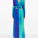 Gonna lunga plissettata con effetto sfumato in blu - donna 