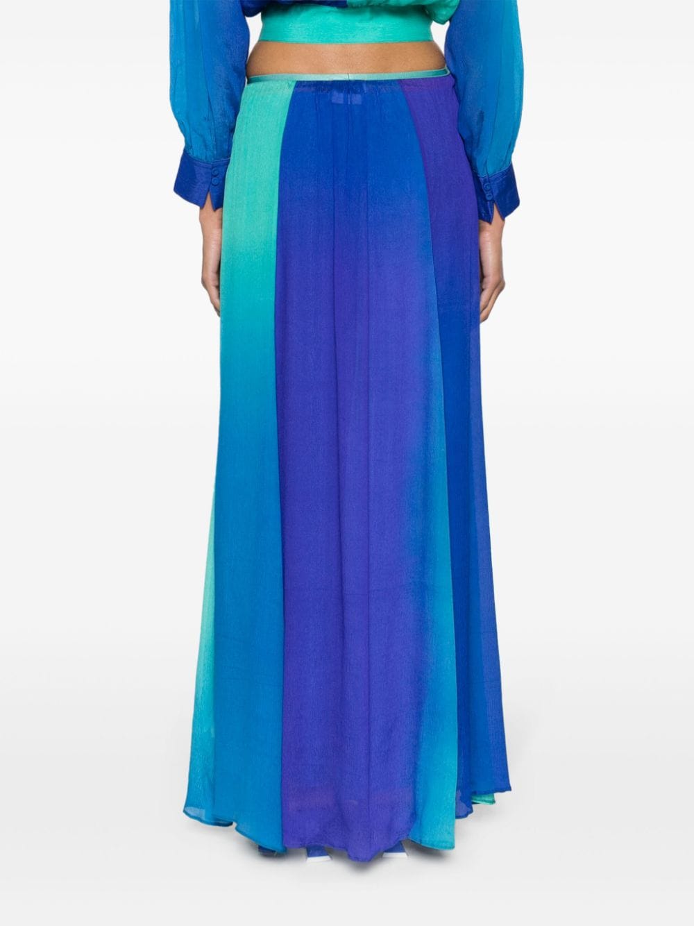 Gonna lunga plissettata con effetto sfumato in blu - donna 