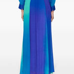 Gonna lunga plissettata con effetto sfumato in blu - donna 