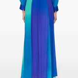 Gonna lunga plissettata con effetto sfumato in blu - donna 