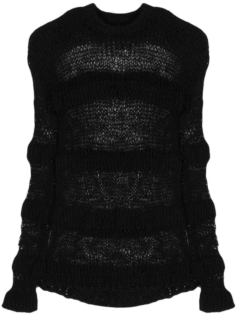 Maglione a maglia aperta a righe in nero - uomo 