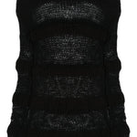 Maglione a maglia aperta a righe in nero - uomo 