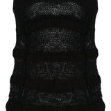 Maglione a maglia aperta a righe in nero - uomo 