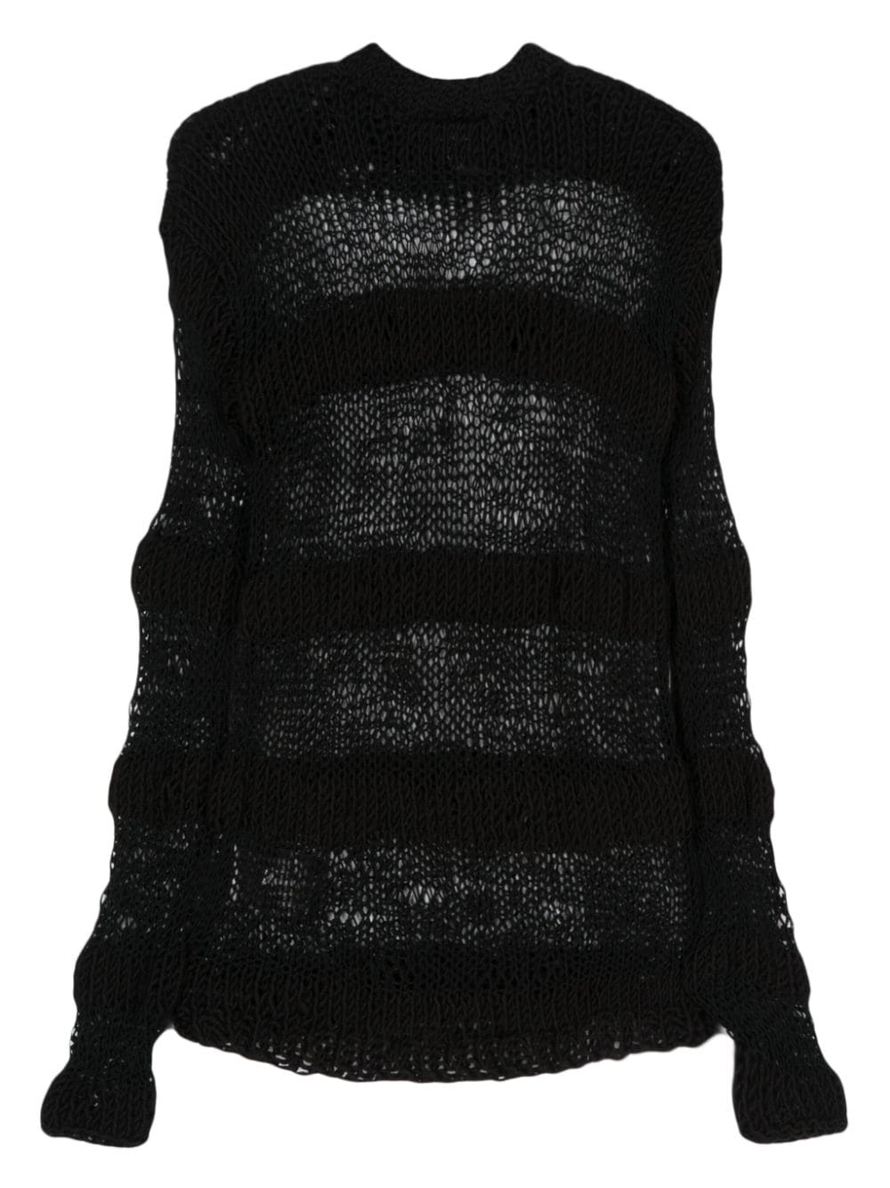Maglione a maglia aperta a righe in nero - uomo 