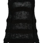 Maglione a maglia aperta a righe in nero - uomo 