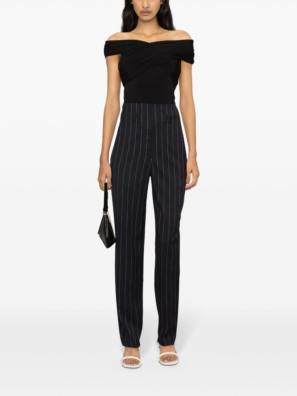 Pantaloni Horacia gessati affusolati in blu - donna 