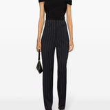 Pantaloni Horacia gessati affusolati in blu - donna 