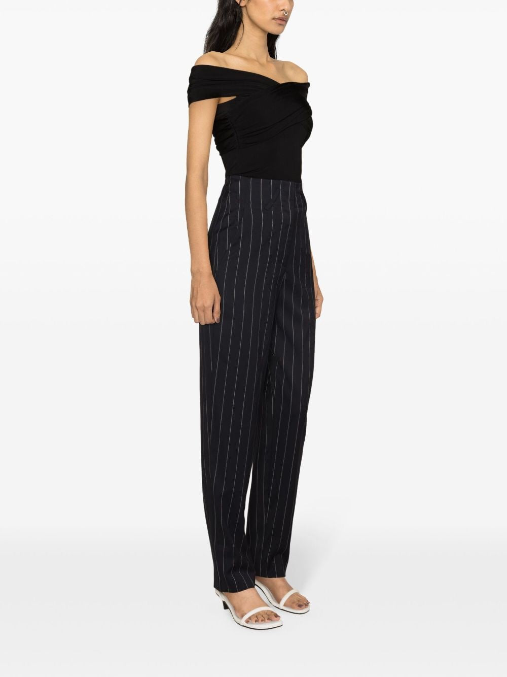 Pantaloni Horacia gessati affusolati in blu - donna 