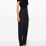 Pantaloni Horacia gessati affusolati in blu - donna 