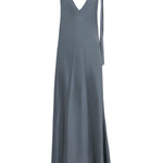 Abito lungo con nodo in grigio - donna 