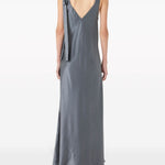 Abito lungo con nodo in grigio - donna 